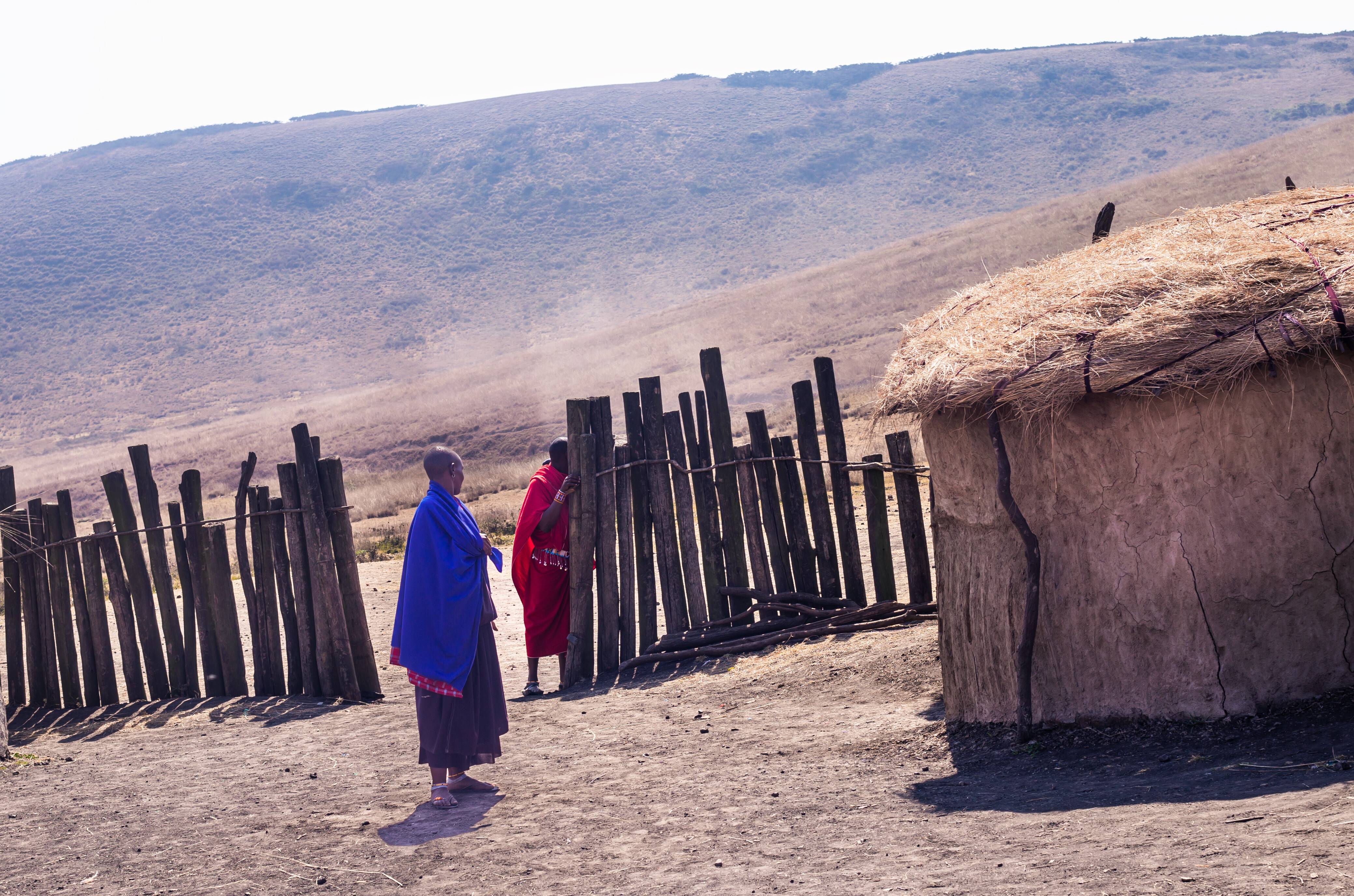 A Maasai family at their boma in the Ngorongoro Conservation Area, Tanzania